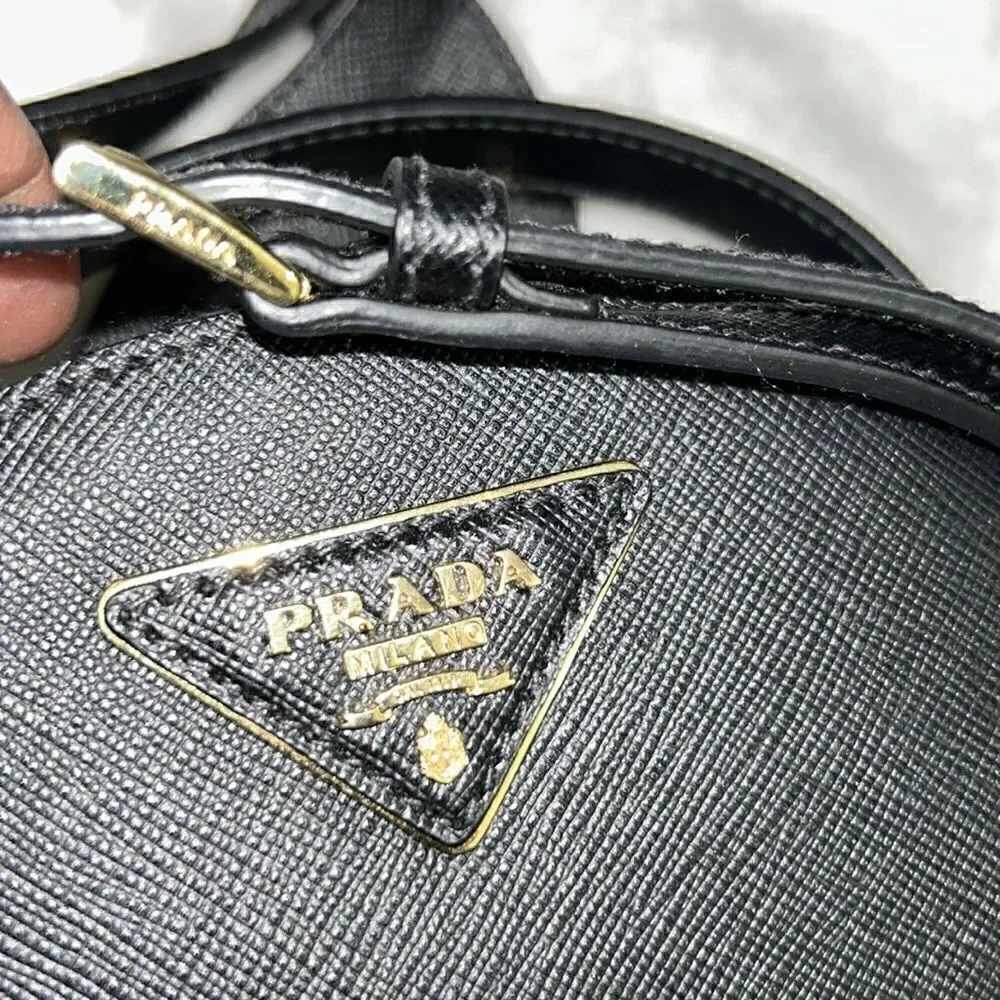 Authentic Prada Black Saffiano Lux Mini Odette Backpack